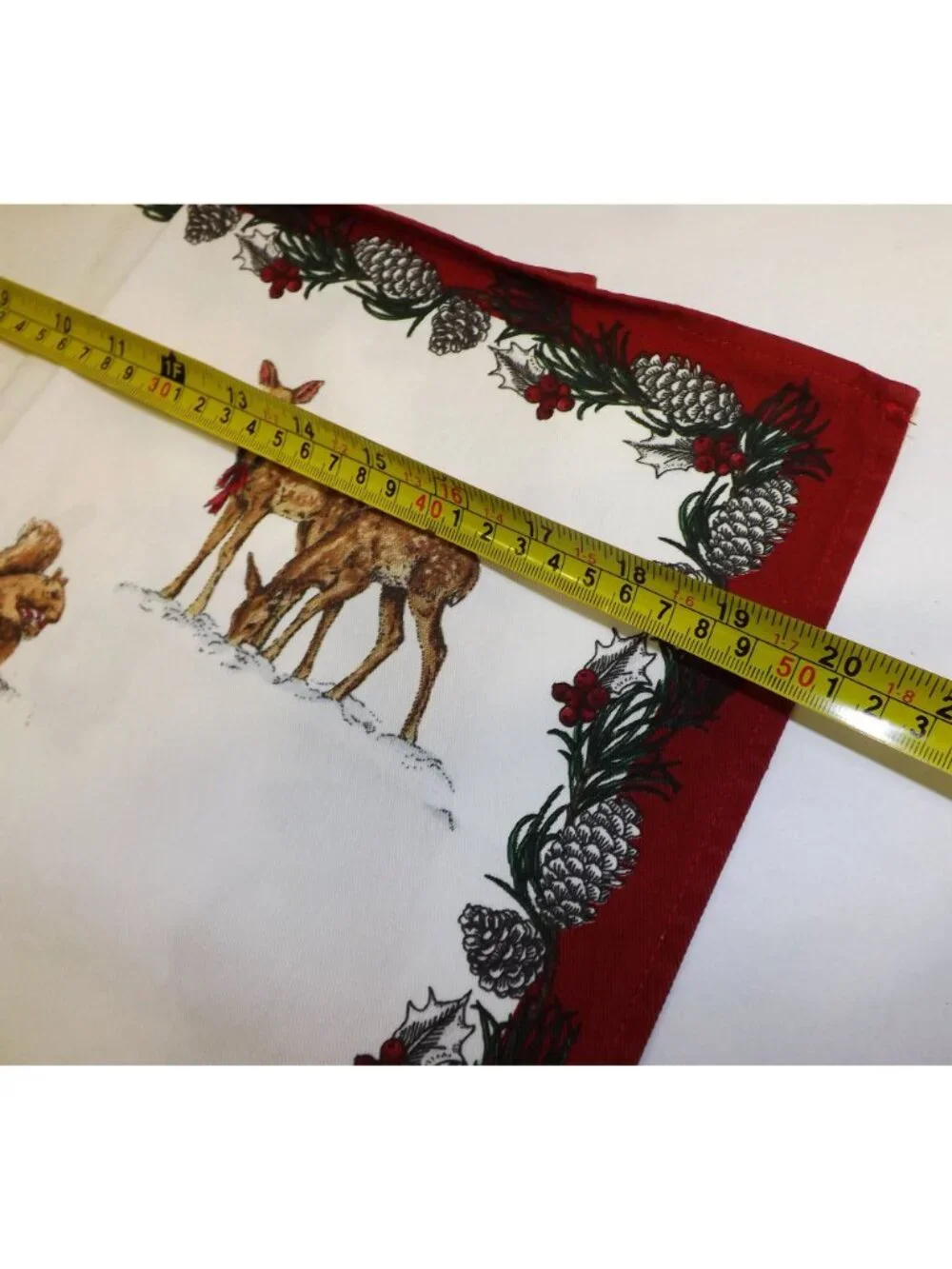 Williams Sonoma Winter Scene Cotton Napkins Set Of 6 Red & White Snowman & Deer